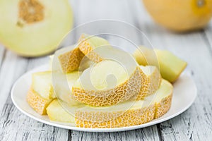 Portion of Honeydew Melon selective focus