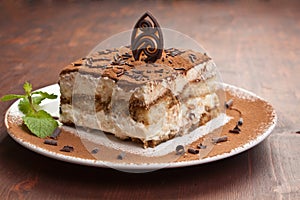 Portion of italian dessert tiramissu