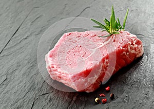 Portion of lean raw beef steak