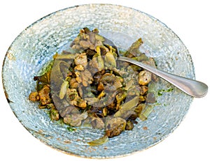 Portion of lechecillas de ternasco served on plate photo