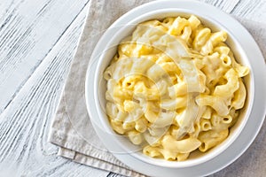 Portion of macaroni and cheese