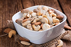 Portion of mixed nuts (roasted and salted)