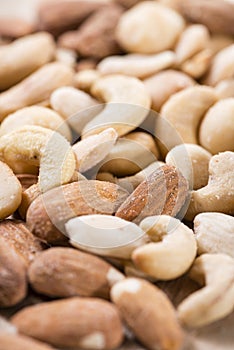 Portion of mixed nuts (roasted and salted)