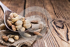 Portion of mixed nuts (roasted and salted)