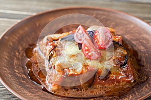 Portion of parmigiana di melanzane