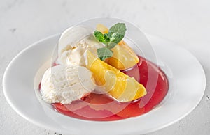 Portion of Peach Melba