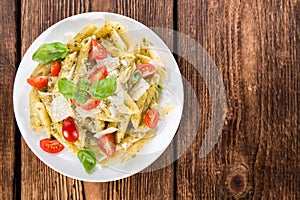 Portion of Penne with Basil Pesto