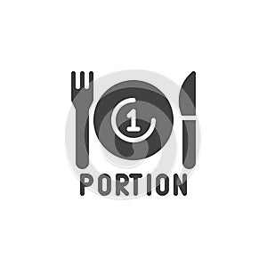 Portion plate with fork and knife icon vector photo