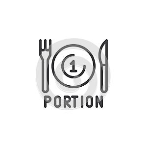 Portion plate with fork and knife line icon