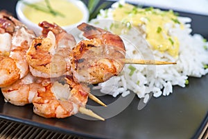 Portion of Prawns with Curry Sauce