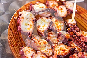 portion of pulpo a feira, traditional octopus recipe in Galicia. Spain