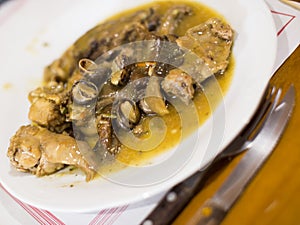 portion of rabbit with snails