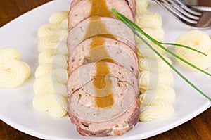 Portion of sliced paupiette