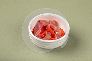 Portion of sliced red pepper