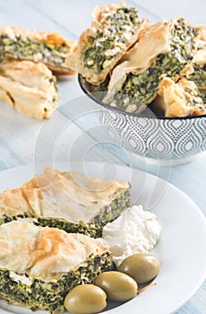 Portion of Spanakopita - Greek spinach pie