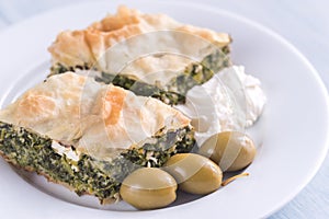 Portion of Spanakopita - Greek spinach pie