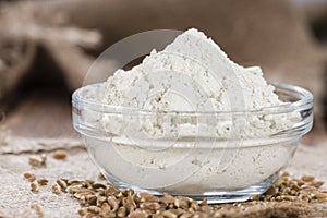 Portion of Spelt Flour (close-up shot)