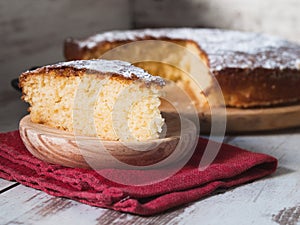 Portion of a sponge cake