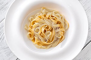 Portion of taglitelle pasta