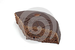 Portion of traditional sweet cake chocolate sacher photo