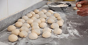 Portioned pieces of dough