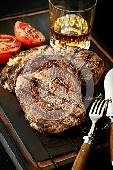 Portions of tender barbecued rump or sirloin steak