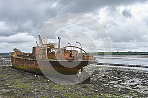The Portlairge General Cargo Vessel lying beached in the silt of St Kieran`s Quay.