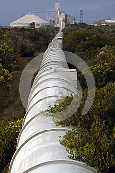 Portland Aluminium smelter water pipe leading to facility.