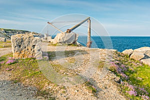 Portland Bill with the corroding remains of a disused quarry hoist