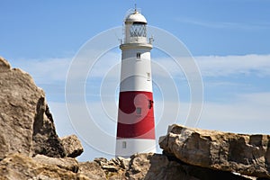 Portland Bill Lighthouse in Portland island, Dorset, England, UK