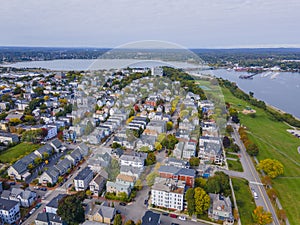 Portland city aerial view, Maine, USA