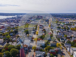 Portland city aerial view, Maine, USA