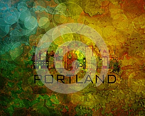 Portland City Skyline on Grunge Background Illustration