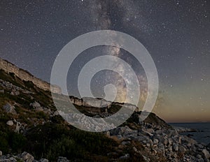 Portland cliffs and the Milky Way