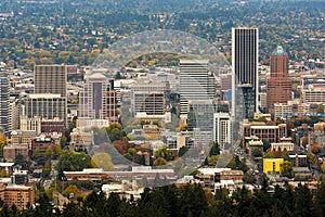 Portland Downtown Cityscape in Fall Season