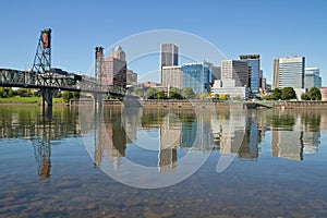 Portland Downtown Skyline and Hawthorne Bridge