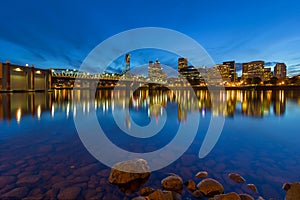 Portland OR by Hawthorne Bridge Blue Hour