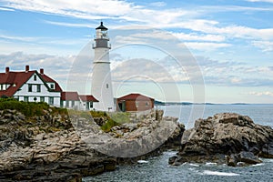 Portland Head Light, the Oldest Lighthouse in Maine At Low Tide