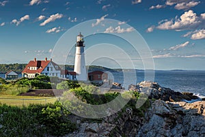 Portland Head Light at sunset in Cape Elizabeth, Maine, USA.