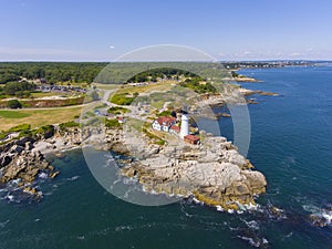 Portland Head Lighthouse aerial view, Maine, USA