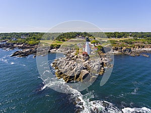 Portland Head Lighthouse aerial view, Maine, USA