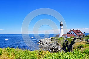 The Portland Head Lighthouse in Cape Elizabeth, Maine, USA