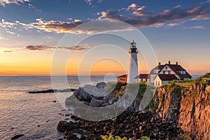 Portland Head Lighthouse at sunrise