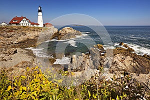 Portland Head Lighthouse, Maine, USA on a sunny day