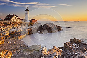 Portland Head Lighthouse, Maine, USA at sunrise