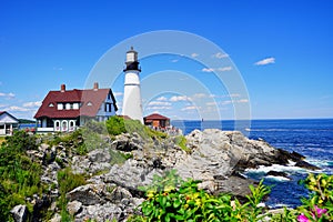 The Portland Head Lighthouse museum  in Cape Elizabeth, Maine, USA