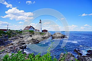 The Portland Head Lighthouse museum  in Cape Elizabeth, Maine, USA