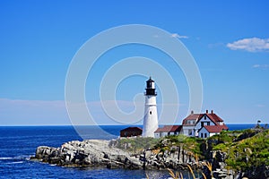 The Portland Head Lighthouse museum  in Cape Elizabeth, Maine, USA