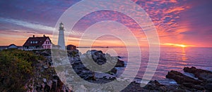 Portland Head Lighthouse Sunrise Panorama