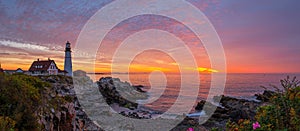 Portland Head Lighthouse Sunrise Panorama